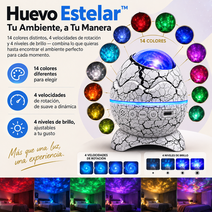 Huevo Estelar™ — Proyector de Galaxia con Altavoz Bluetooth para Dormir Mejor