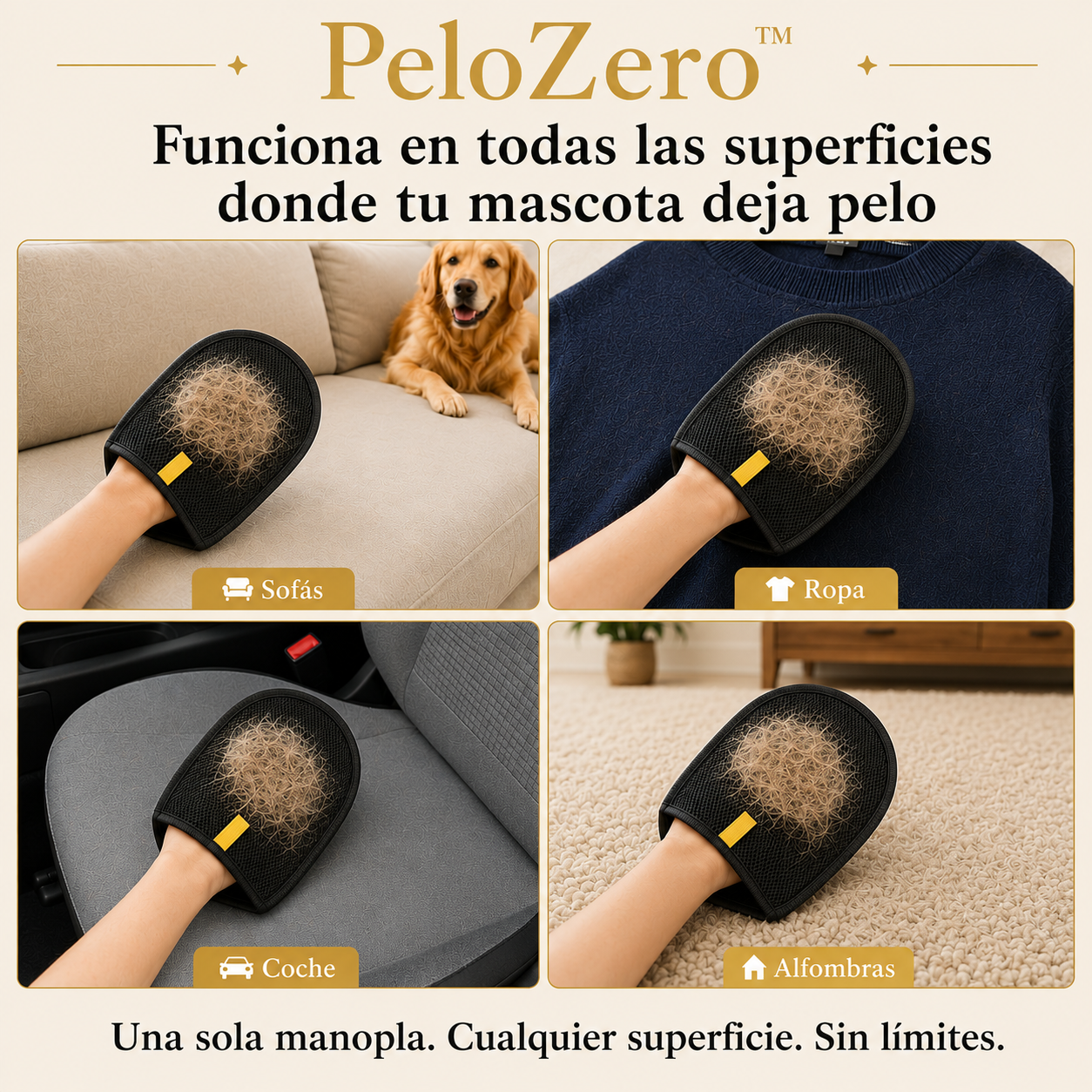 PeloZero™ — Manopla Reutilizable que Elimina el Pelo de Mascota al Instante