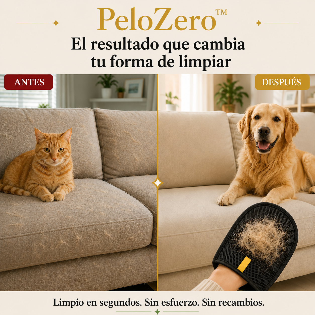 PeloZero™ — Manopla Reutilizable que Elimina el Pelo de Mascota al Instante