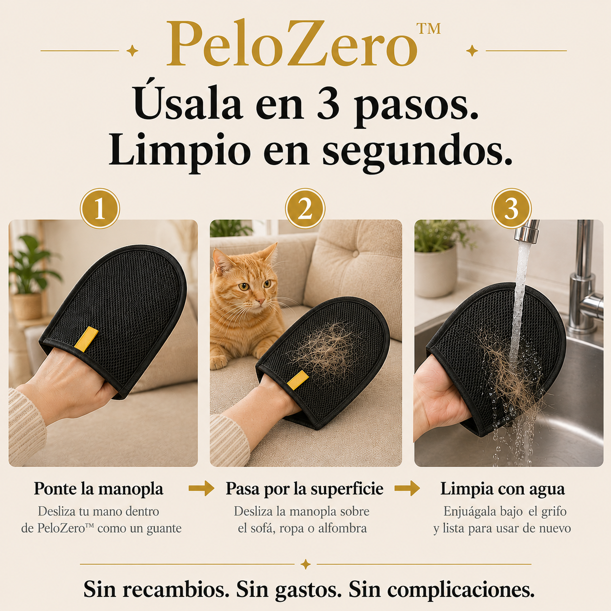 PeloZero™ — Manopla Reutilizable que Elimina el Pelo de Mascota al Instante