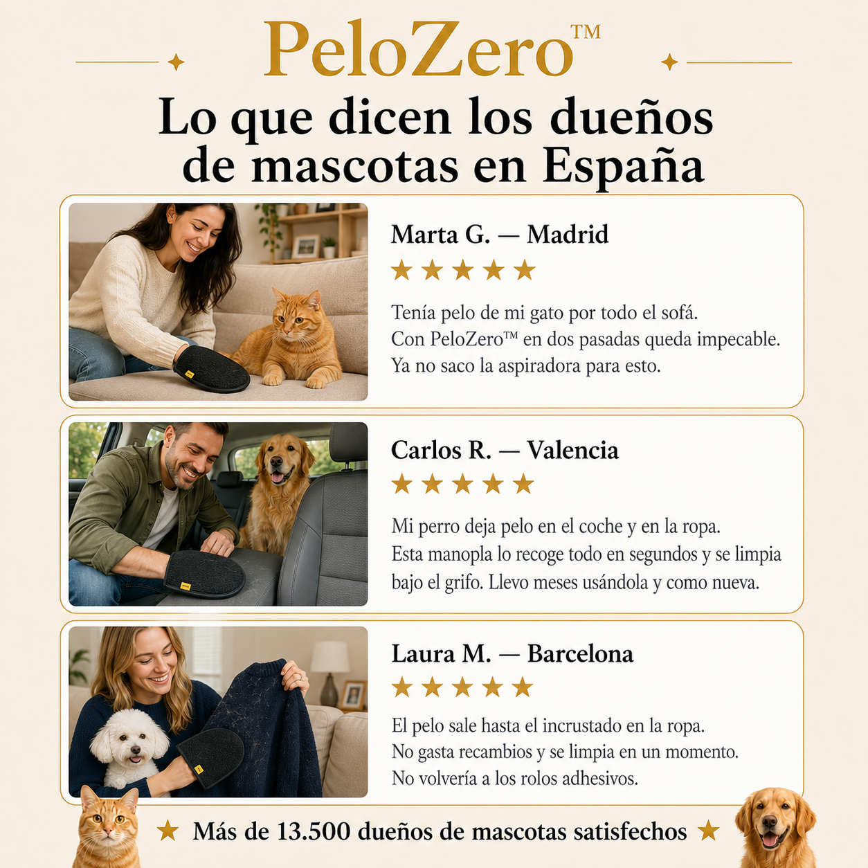 PeloZero™ — Manopla Reutilizable que Elimina el Pelo de Mascota al Instante