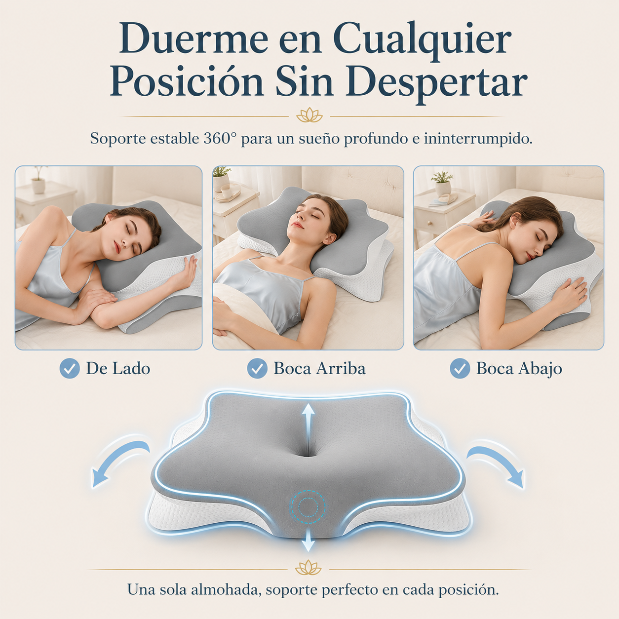 Cervatta™ — Almohada Mariposa de Soporte Cervical Profundo
