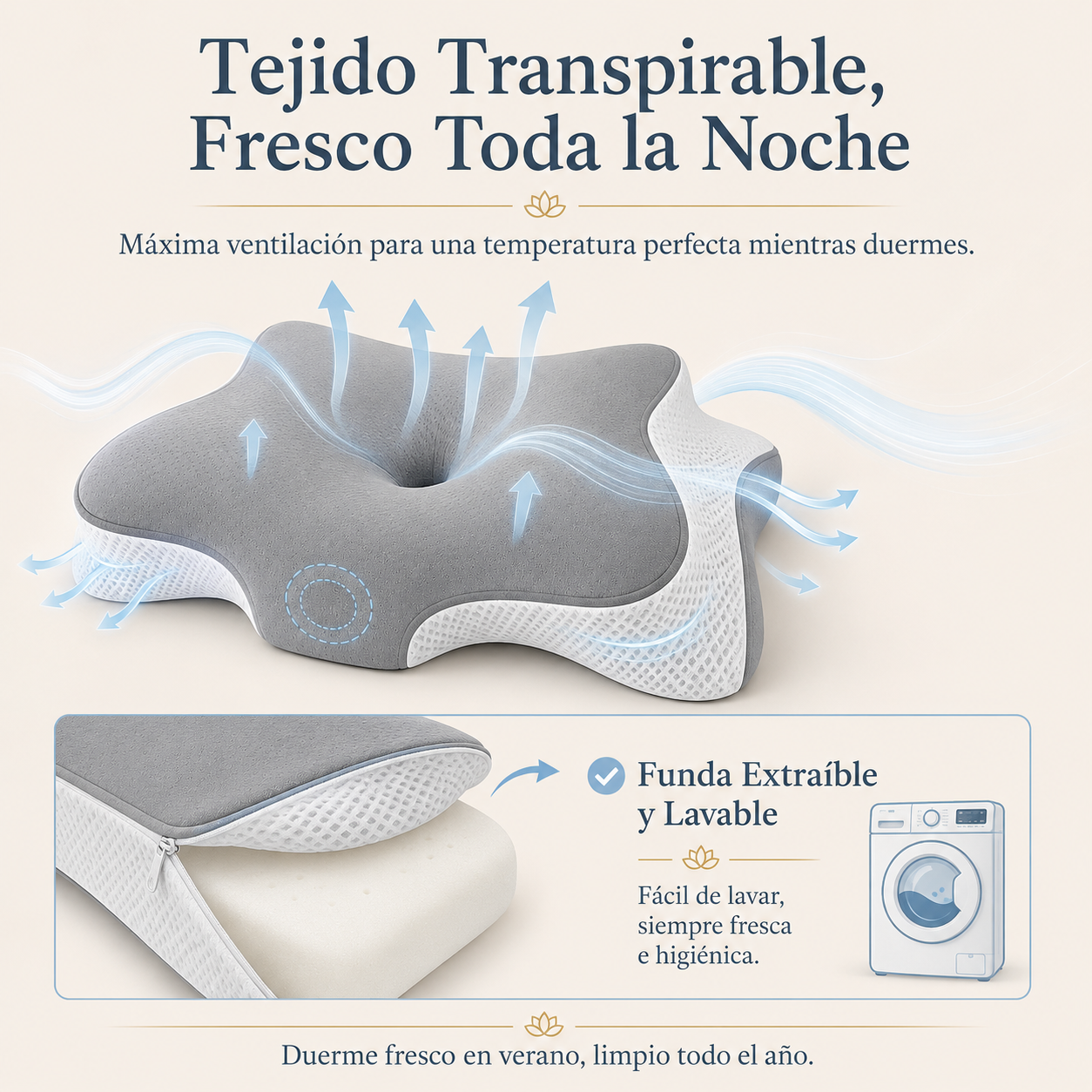 Cervatta™ — Almohada Mariposa de Soporte Cervical Profundo