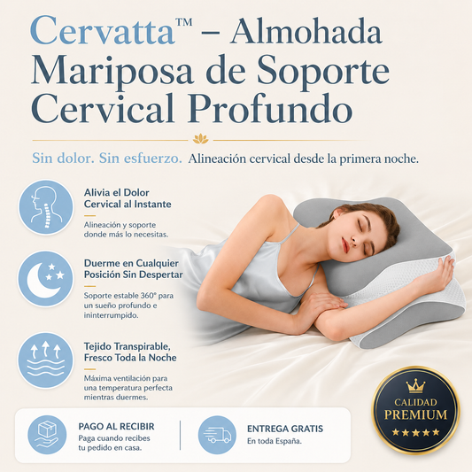 Cervatta™ — Almohada Mariposa de Soporte Cervical Profundo