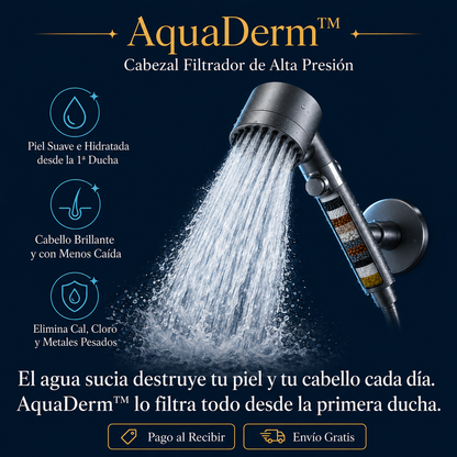 AquaDerm™ — Cabezal Filtrador de Alta Presión para Piel Hidratada y Cabello Brillante